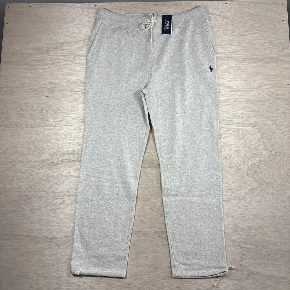NWT Polo Ralph Lauren Fleece Track Pants Heather Grey Drawstring Sweatpants XL